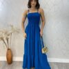 Vestido Longo sem Bojo Carla com Lastex Azul - Fernanda Ramos Store