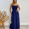 Vestido Longo sem Bojo Carla com Lastex Azul Marinho - Fernanda Ramos Store