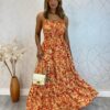 Vestido Longo sem Bojo Carla com Lastex Estampado - Fernanda Ramos Store