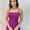 Vestido Longo sem Bojo Carla com Lastex Fúcsia - Fernanda Ramos Store