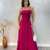 Vestido Longo sem Bojo Carla com Lastex Pink - Fernanda Ramos Store