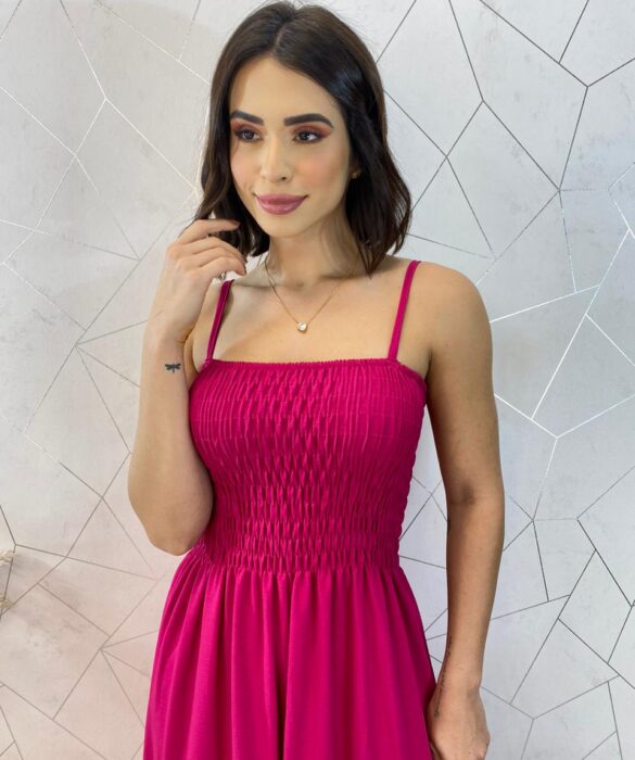 Vestido Longo sem Bojo Carla com Lastex Pink - Fernanda Ramos Store