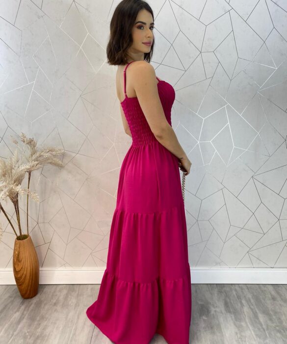 Vestido Longo sem Bojo Carla com Lastex Pink - Fernanda Ramos Store