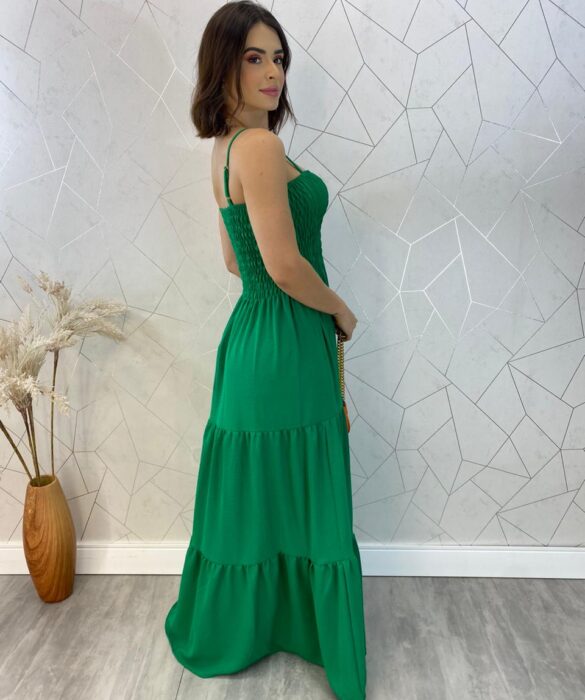 Vestido Longo sem Bojo Carla com Lastex Verde - Fernanda Ramos Store