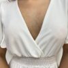 Vestido Longo sem Bojo Decote V Lastex na Cintura Branco - Fernanda Ramos Store