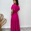 Vestido Longo sem Bojo Decote V Lastex na Cintura Pink - Fernanda Ramos Store