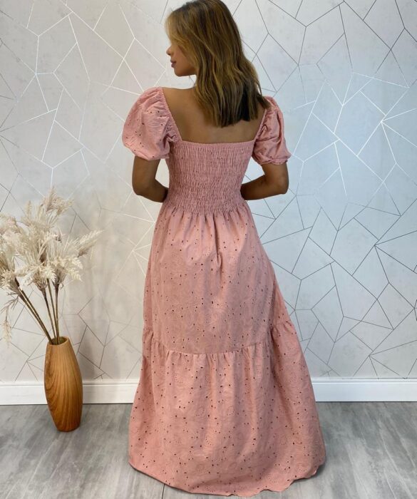 Vestido Longo sem Bojo Laise com Lastex e Fenda Rose - Fernanda Ramos Store