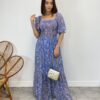 Vestido Longo sem Bojo Lavínia com Lastex Estampado Azul - Fernanda Ramos Store