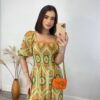 Vestido Longo sem Bojo Luna com Lastex Estampado Verde - Fernanda Ramos Store