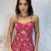 Vestido Midi com Bojo Alça Regulável Tricoline Lavínia Pink - Fernanda Ramos Store