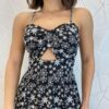 Vestido Midi com Bojo Alça Regulável Tricoline Lavínia Preto - Fernanda Ramos Store