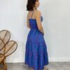 Vestido Midi com Bojo com Abertura Azul Bordado Pink - Fernanda Ramos Store