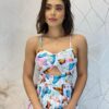 Vestido Midi com Bojo com Abertura Liz Estampa Borboletas - Fernanda Ramos Store