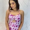 Vestido Midi com Bojo com Abertura Liz Estampa Fúcsia - Fernanda Ramos Store