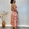 Vestido Midi com Bojo com Abertura Liz Estampa Laranja - Fernanda Ramos Store