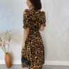 Vestido Midi com Bojo e Cinto Manga Curta Eloá Animal Print - Fernanda Ramos Store