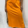 Vestido Midi Manga Curta Alice com Bolsos Laranja - Fernanda Ramos Store