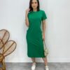 Vestido Midi Manga Curta Alice com Bolsos Verde Bandeira - Fernanda Ramos Store