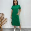 Vestido Midi Manga Curta Alice com Bolsos Verde Bandeira - Fernanda Ramos Store