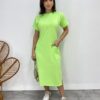 Vestido Midi Manga Curta Alice com Bolsos Verde Lima - Fernanda Ramos Store