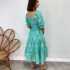 Vestido Midi sem Bojo Eduarda Tricoline com Lastex Bordado Azul - Fernanda Ramos Store