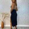 Vestido Midi sem Bojo Juliana com Fenda Preto - Fernanda Ramos Store