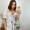 Vestido Midi sem Bojo Lastex Atrás Manga Curta Bordado Branco - Fernanda Ramos Store