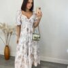 Vestido Midi sem Bojo Lastex Atrás Manga Curta Bordado Branco - Fernanda Ramos Store