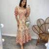 Vestido Midi sem Bojo Tricoline Laise Manga Princesa Estampado - Fernanda Ramos Store