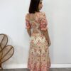 Vestido Midi sem Bojo Tricoline Laise Manga Princesa Estampado - Fernanda Ramos Store