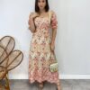 Vestido Midi sem Bojo Tricoline Laise Manga Princesa Estampado - Fernanda Ramos Store