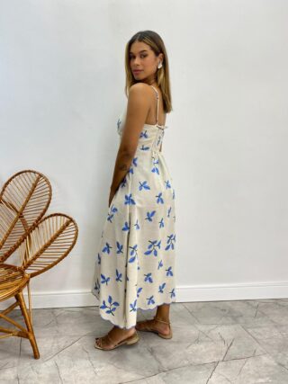 Vestido Midi sem Bojo Viscolinho com Bordado Cru - Fernanda Ramos Store