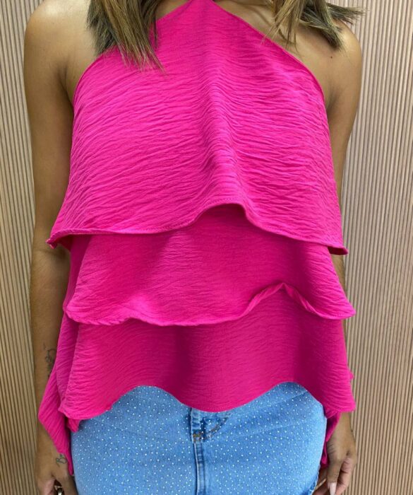 Blusa Feminina Frente Única com Babados Pink - Fernanda Ramos Store