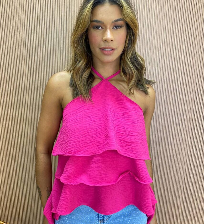 Blusa Feminina Frente Única com Babados Pink - Fernanda Ramos Store