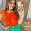 Blusa Feminina Juliana Detalhe em Laise Laranja - Fernanda Ramos Store