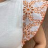 Blusa Feminina Juliana Detalhe em Laise Laranja Off White - Fernanda Ramos Store