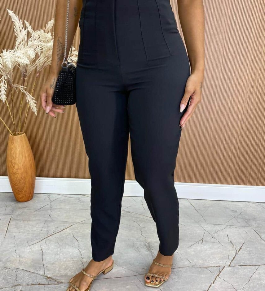 Calça Feminina Alfaiataria Luana com Zíper Preta - Fernanda Ramos Store