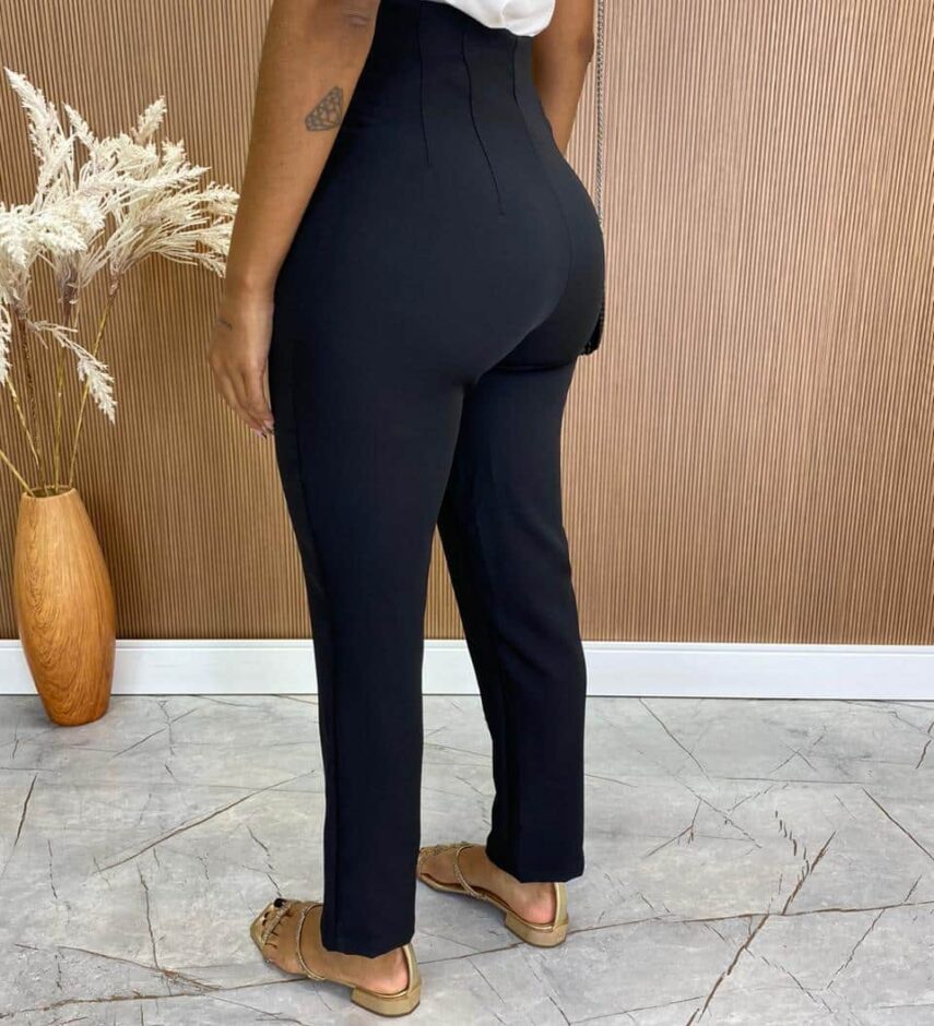 Calça Feminina Alfaiataria Luana com Zíper Preta - Fernanda Ramos Store