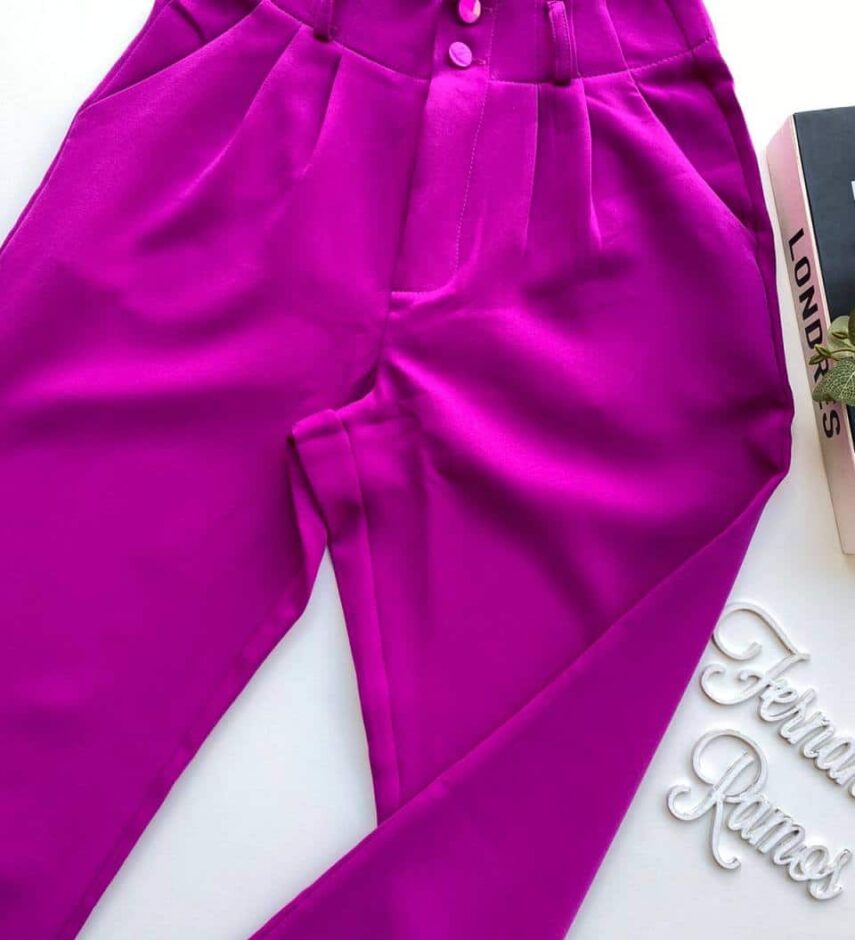 Calça Feminina Alice 2 Botões Fúcsia - Fernanda Ramos Store