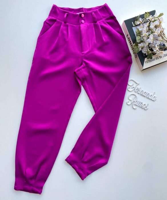 Calça Feminina Alice 2 Botões Fúcsia - Fernanda Ramos Store