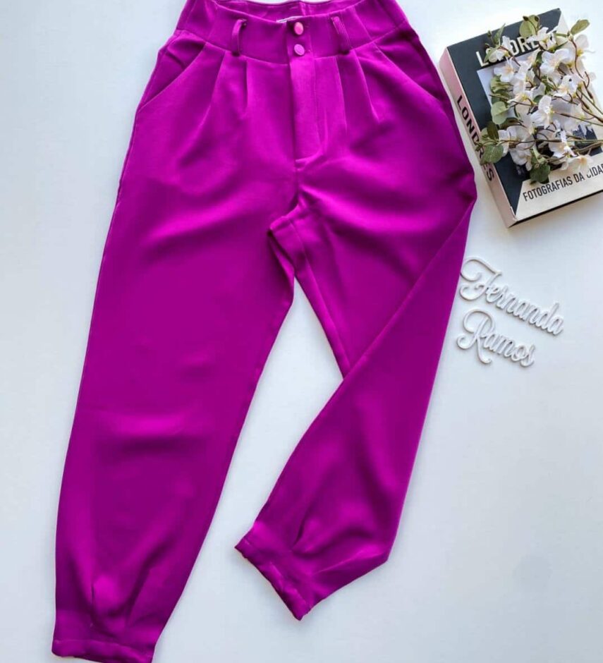 Calça Feminina Alice 2 Botões Fúcsia - Fernanda Ramos Store