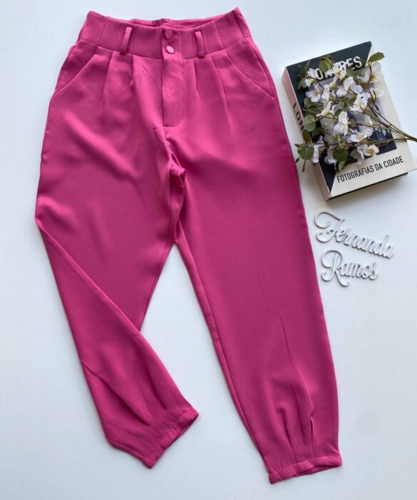 Calça Feminina Alice 2 Botões Rosa - Fernanda Ramos Store