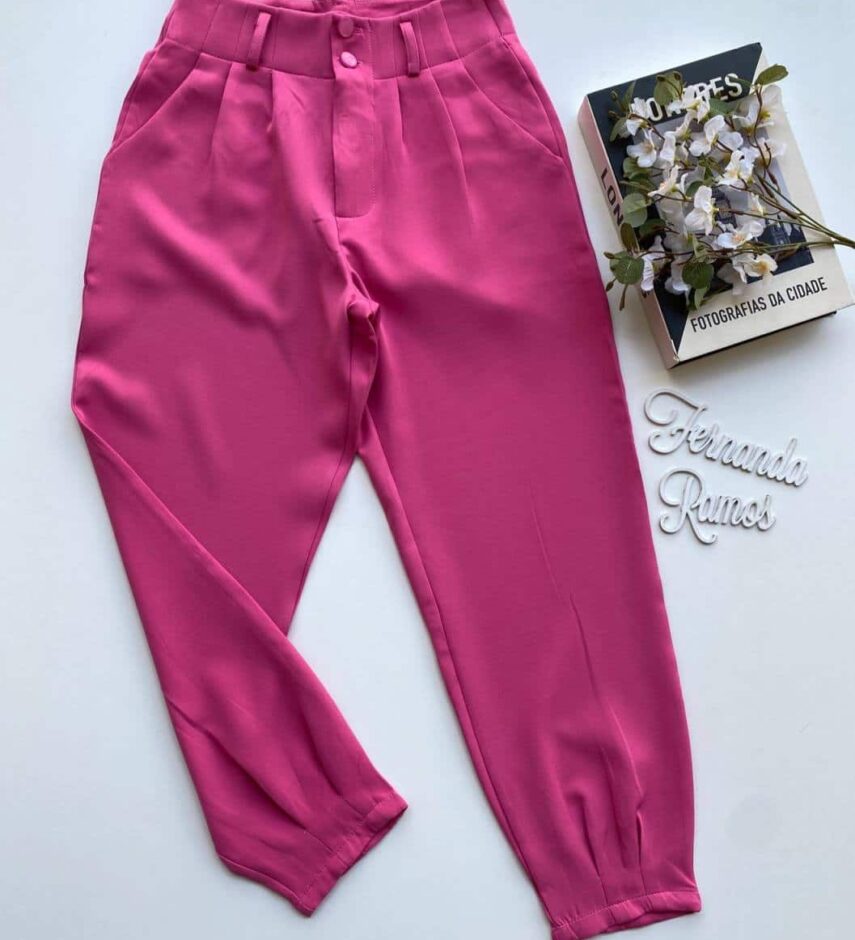 Calça Feminina Alice 2 Botões Rosa - Fernanda Ramos Store