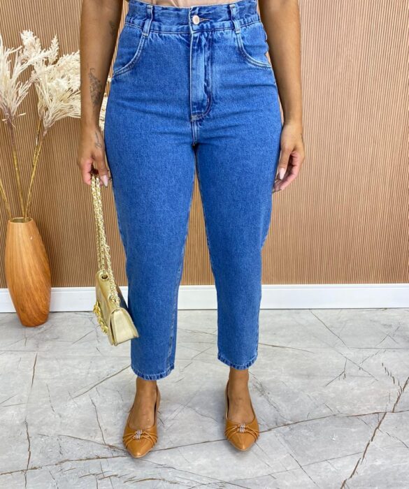 Calça Feminina Mom Alta Clochard Denim Blue 015447 Fernanda Ramos Store