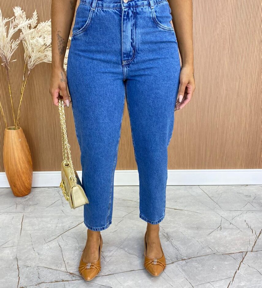Calça Feminina Mom Alta Clochard Denim Blue 015447 - Fernanda Ramos Store