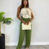 Calça Feminina Pantalona Lorena Lastex na Cintura Verde - Fernanda Ramos Store