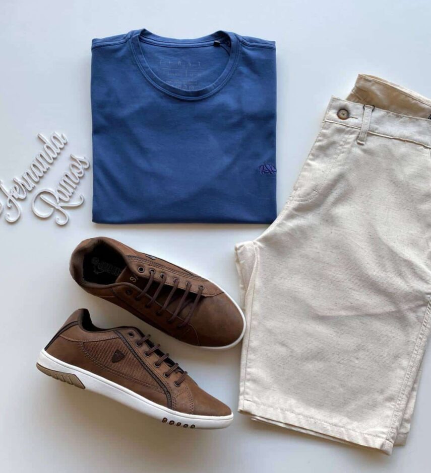 Camiseta Masculina Azul Marinho Basic Ocass - Fernanda Ramos Store
