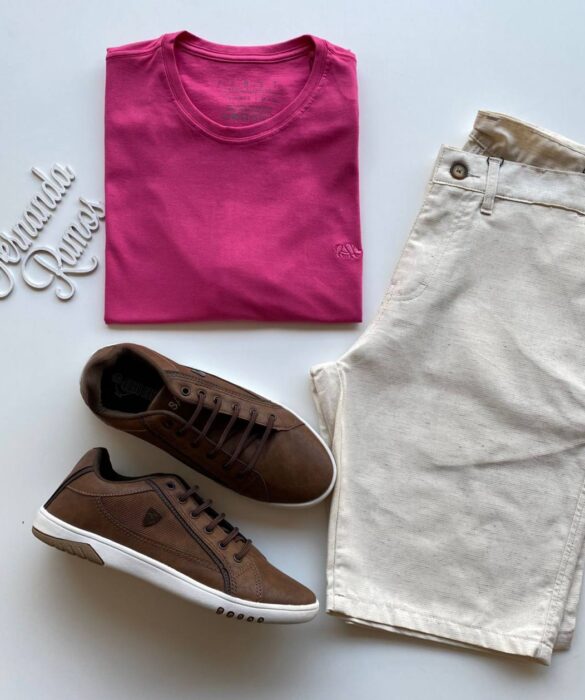 Camiseta Masculina Basic Ocass Pink - Fernanda Ramos Store