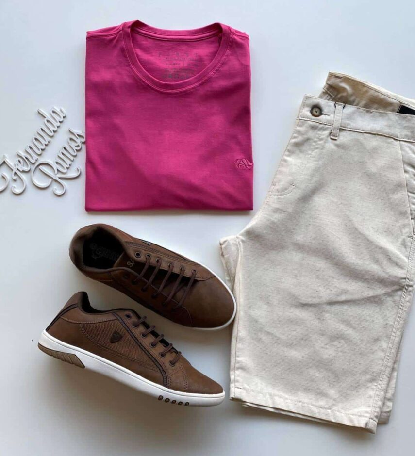 Camiseta Masculina Basic Ocass Plus Size Pink Fernanda Ramos Store