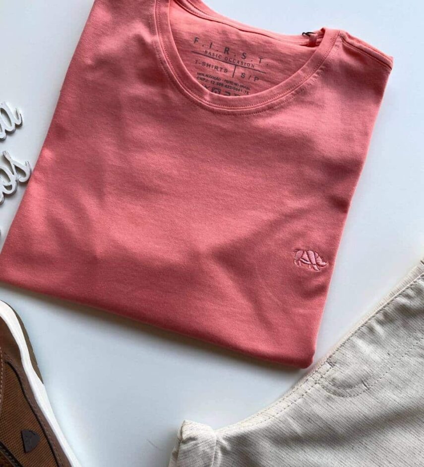 Camiseta Masculina Basic Ocass Salmão - Fernanda Ramos Store